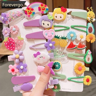 Forevergo กิ๊บติดผม ปักลายการ์ตูนเมฆ ดวงอาทิตย์ สีรุ้ง สร้างสรรค์ เครื่องประดับแฟชั่น สําหรับเด็กผู้หญิง B3Q5 14 ชิ้น ต่อชุด