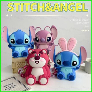 Yb2 กระเป๋าสะพายไหล่ กระเป๋าช้อปปิ้ง ซิลิโคน ลาย Stitch Angel น่ารัก สําหรับเด็กผู้หญิง BY2