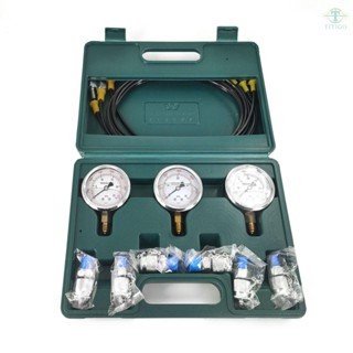 Hydraulic Pressure Gauge Kit Excavator Hydraulic Kit Pressure Meauring Device with 6 Test Couplings 3 Pressure Gauges 3 Test Hose for Excavator Construction Machinery