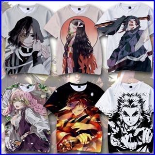 เสื้อยืดแขนสั้นลําลอง ทรงหลวม พิมพ์ลายอนิเมะ Demon Slayer GP1 Kimetsu no Yaiba พลัสไซซ์ สําหรับผู้ชาย และผู้หญิง PG1