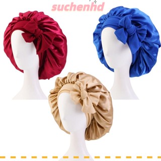 Suchenhd หมวกคลุมผม ผ้าโพกหัว ผ้าไหม ผ้าซาติน กว้าง พร้อมที่คาดศีรษะ ผ้าพันคอ สําหรับผู้หญิง เด็ก