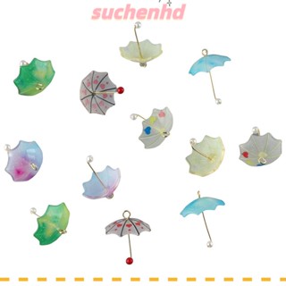 Suchenhd ชาร์มร่มเรซิ่น รูปร่ม 19*19 มม. ธีมฤดูร้อน DIY 12 ชิ้น