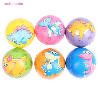 [technicolor] ลูกบอลฟองน้ํา หนัง PU ลายการ์ตูนไดโนเสาร์ ขนาด 63 มม. ของเล่นเสริมการเรียนรู้เด็ก