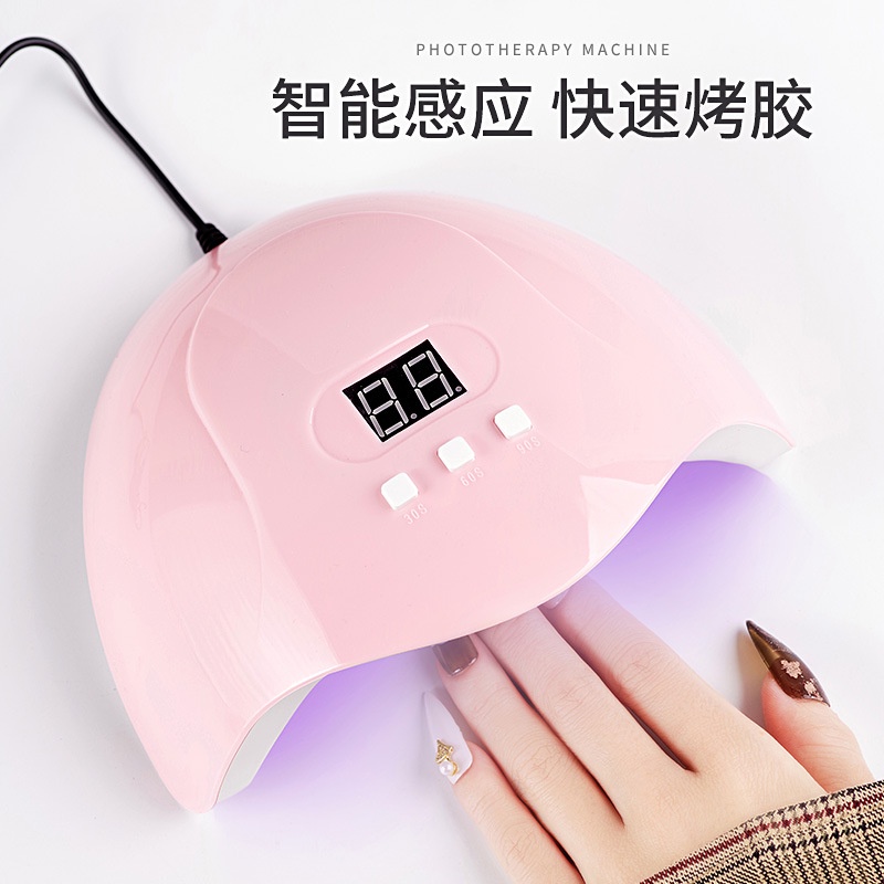โคมไฟ UV เครื่องส่องไฟ 54W แห้งเร็ว เครื่องอบแห้งเหนี่ยวนําเล็บ น้ํามัน และกาว ร้านค้า โคมไฟอบ สีชมพู LED ไม่เป็นอันตราย เครื่องมือเสริมเล็บมือ