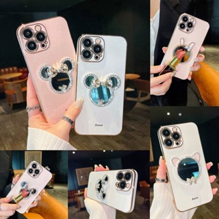 เคสโทรศัพท์มือถือ แบบนิ่ม ลายการ์ตูนมินนี่ มีกระจก สําหรับ VIVO V29 5G Y36 Y27 4G Y22 Y22s Y02 Y02a Y02t