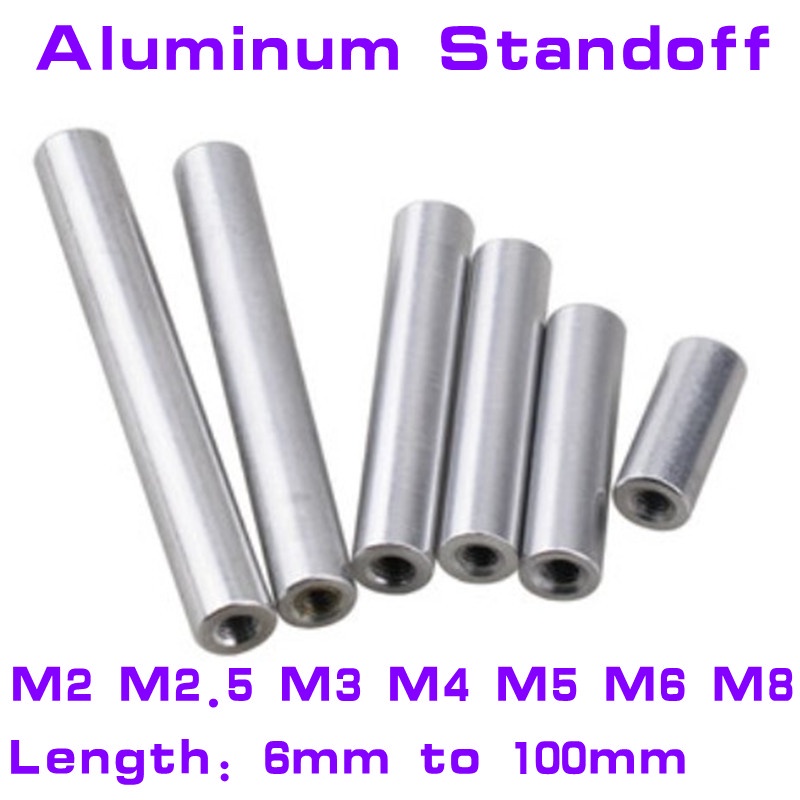 2-10 buah/lot M2 M2.5 M3 M4 M5 M6 M8 * L bulat aluminium standoff spacer Stud memperpanjang kopling 