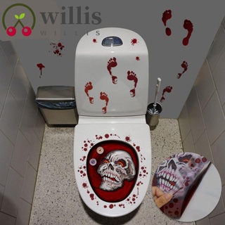 Willis สติกเกอร์ ลายตัวตลกเลือด น่ากลัว สําหรับตกแต่งที่นั่งชักโครก ห้องน้ําฮาโลวีน 2 ชิ้น ต่อชุด