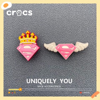 Crocs jibbitz Crown Wings Superman รองเท้าแตะลําลอง ลายการ์ตูนโลโก้ดอกไม้น่ารัก สไตล์เกาหลี