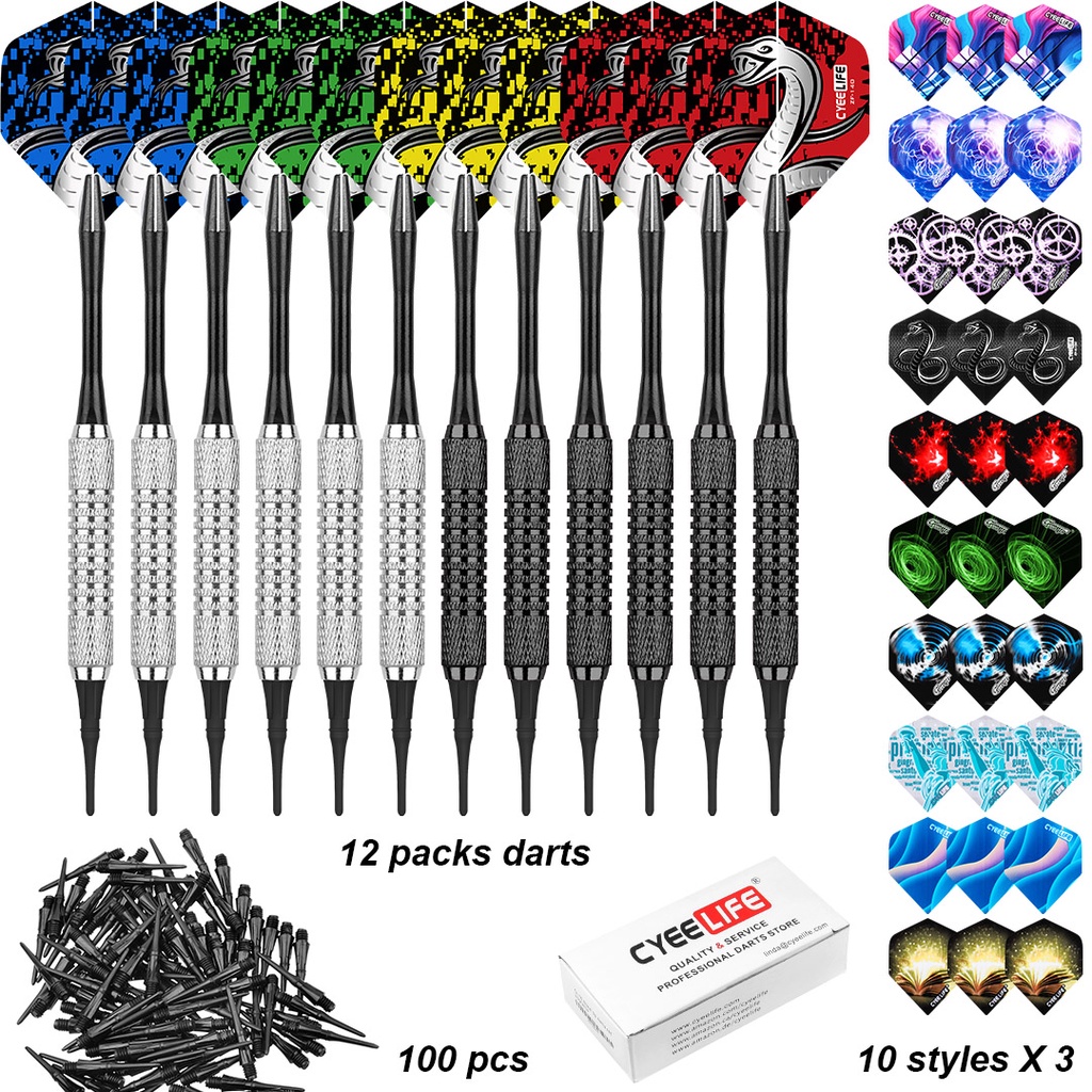 CyeeLife Dart Set Multiple Styles Darts Flights Professional Darts Soft Plastic Tips Set For Electro