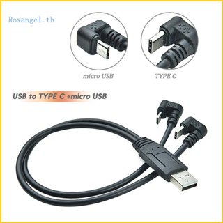 Rox สายเคเบิลเชื่อมต่อ USB Type C และ Micro USB ยืดหยุ่น สําหรับชาร์จ