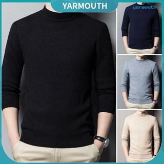 Yyr-- เสื้อกันหนาวแขนยาว คอเต่า ผ้าถัก เข้ารูป ให้ความอบอุ่น สีพื้น สไตล์สตรีท เหมาะกับฤดูใบไม้ร่วง และฤดูหนาว สําหรับผู้ชาย