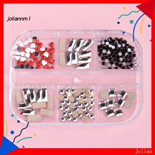 [JM] อุปกรณ์ตกแต่งเล็บ พลอยเทียม 6 ช่อง 3D สําหรับตกแต่งเล็บ DIY 1 กล่อง