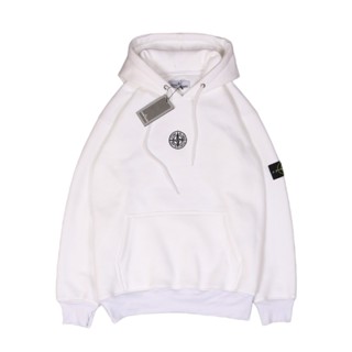 เสื้อแจ็กเก็ต มีฮู้ด ปักลาย STONE ISLAND ขนาดเล็ก สีดํา