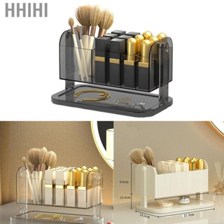 Hhihi Portable Plastic Lipsticks Shelf with Compartments Desktop Transparent Cosmetic Organizer Uncovered