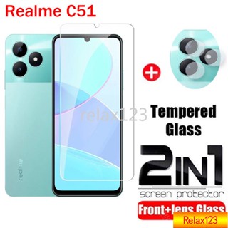  ฟิล์มกระจกนิรภัยกันรอยหน้าจอ แบบเต็มจอ ป้องกันเลนส์กล้อง สําหรับ realme C51 NFC 2023 realme realme C51 NFC