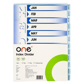 อินเด็กซ์กระดาษ Jan-Dec ฟ้า (12แผ่น/ชุด) ONE