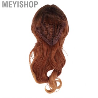 Meyishop Golden Ladies Wig Gradient Long Wavy Human Hair Heat Resistant