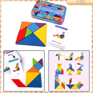 [Lslhj] ของเล่นบล็อกตัวต่อปริศนา ลาย Tangram 120 รูปแบบ หลากสี