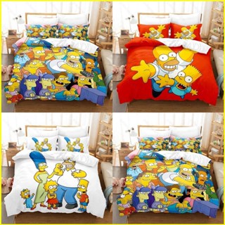 Yb3 ชุดเครื่องนอน ผ้าปูที่นอน ปลอกหมอน ผ้าห่ม ลาย The Simpsons BY3