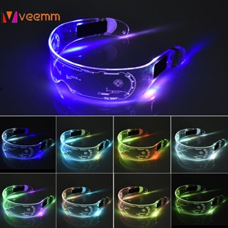 LED Luminous แว่นตาแว่นตา LED Light Up Visor Bar PARTY แว่นตาสำหรับงานปาร์ตี้คริสต์มาสฮาโลวีน veemm