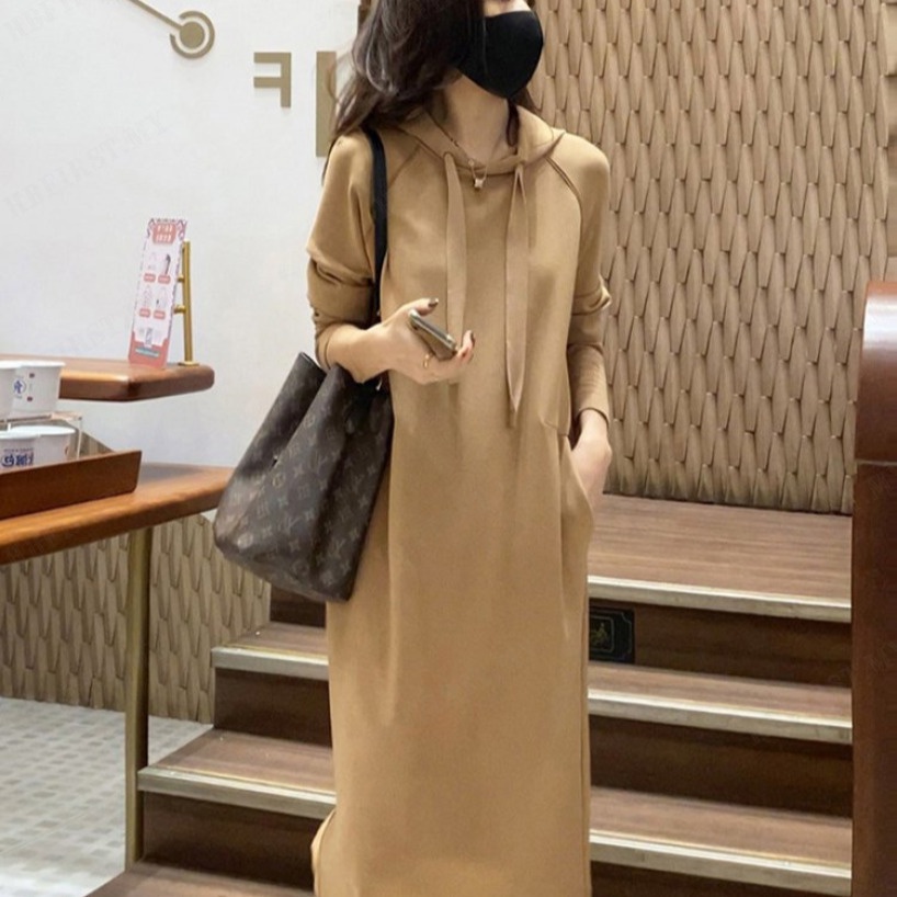 ใหม่ชุดเดรสมีฮู้ดที่อบอุ่นและมีสไตล์สําหรับฤดูใบไม้ร่วงและฤดูหนาว ราคา ถูกที่สุด ดีลบีเคเค แกลเลอรีภาพที่ 6