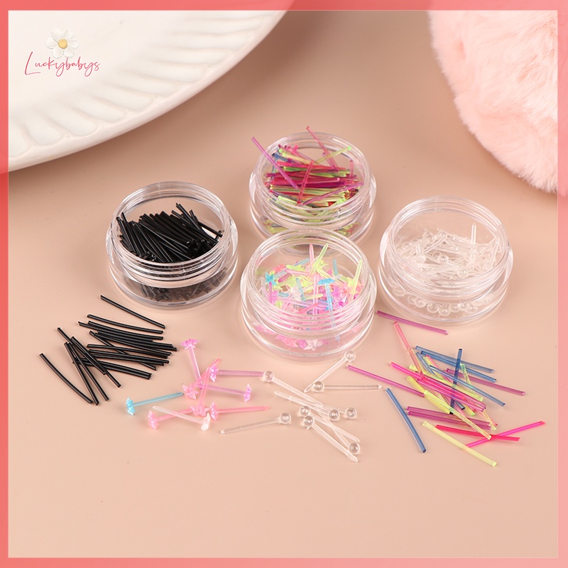 Luckybabys> ใหม่ ชุดต่างหูสตั๊ด พลาสติก ป้องกันภูมิแพ้ หลากสี 60 ชิ้น 200 ชิ้น