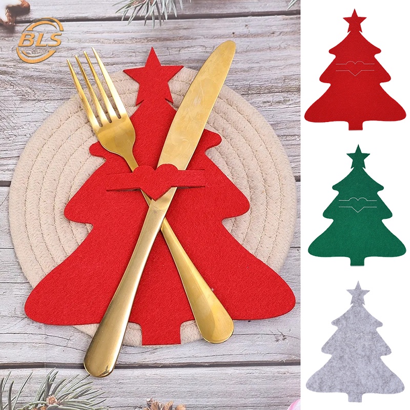 ปลอกช้อนส้อม รูปหัวใจ เรียบง่าย DIY สําหรับตกแต่งต้นคริสต์มาส งานเลี้ยงอาหารค่ํา เทศกาล