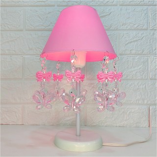 Abajur Infantil Luminária Decoração Quartinho de Bebê Menina Design Moderno Laços Rosa 17x30cm