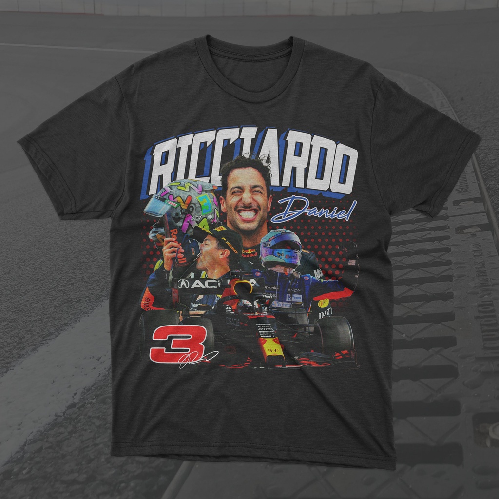 Daniel Ricciardo Formula 1 Racing Tshirt, เสื้อหมวกกันน็อค F1 2023, เสื้อยืด Daniel Ricciardo Formul