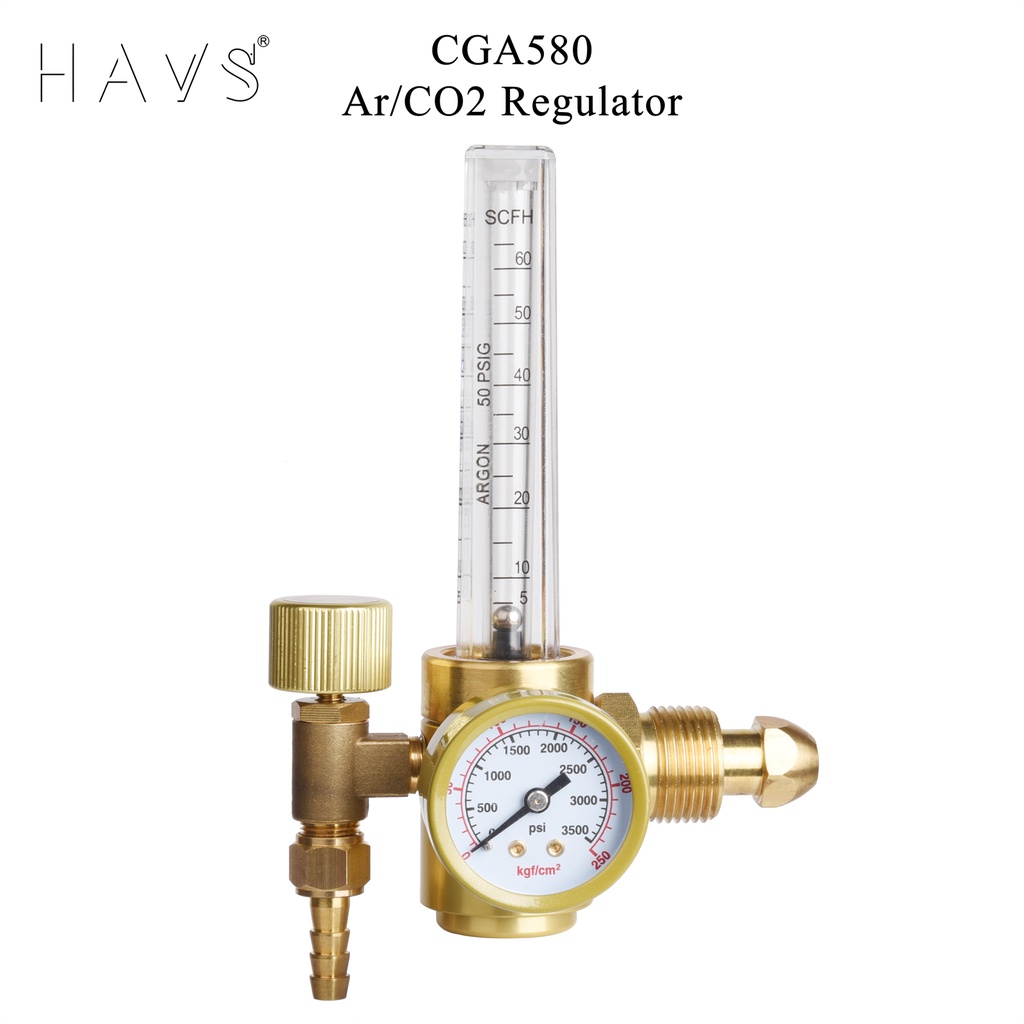 เครื่องวัดการไหลของก๊าซอาร์กอน CO2 ทองเหลือง 0-60CFH CGA580