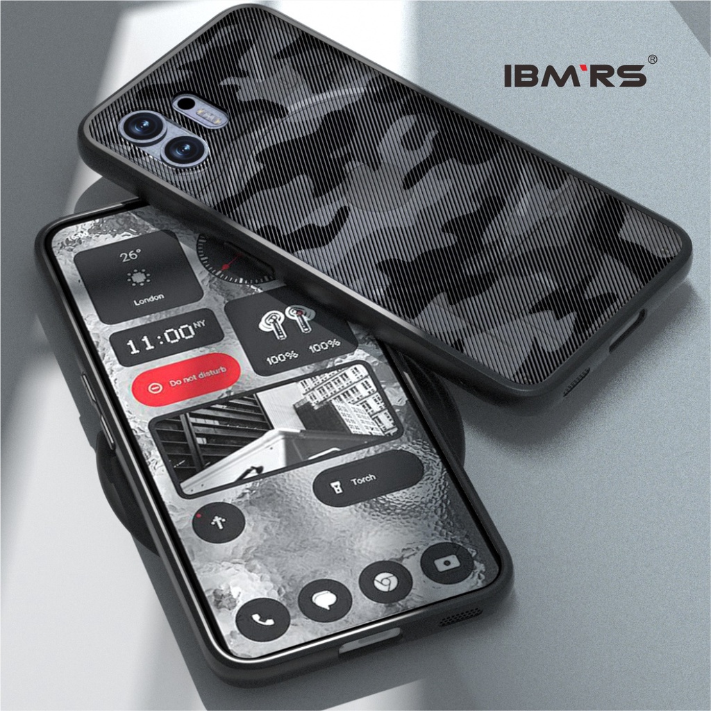 Ibmrs เข้ากันได้กับเคส nothing Phone 2, เคสโทรศัพท์กันกระแทก Translucent Matte Back Slim (Camo Black)