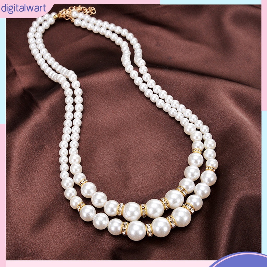 NSS4 สร้อยคอแฟชั่นสองชั้นไข่มุกเทียม