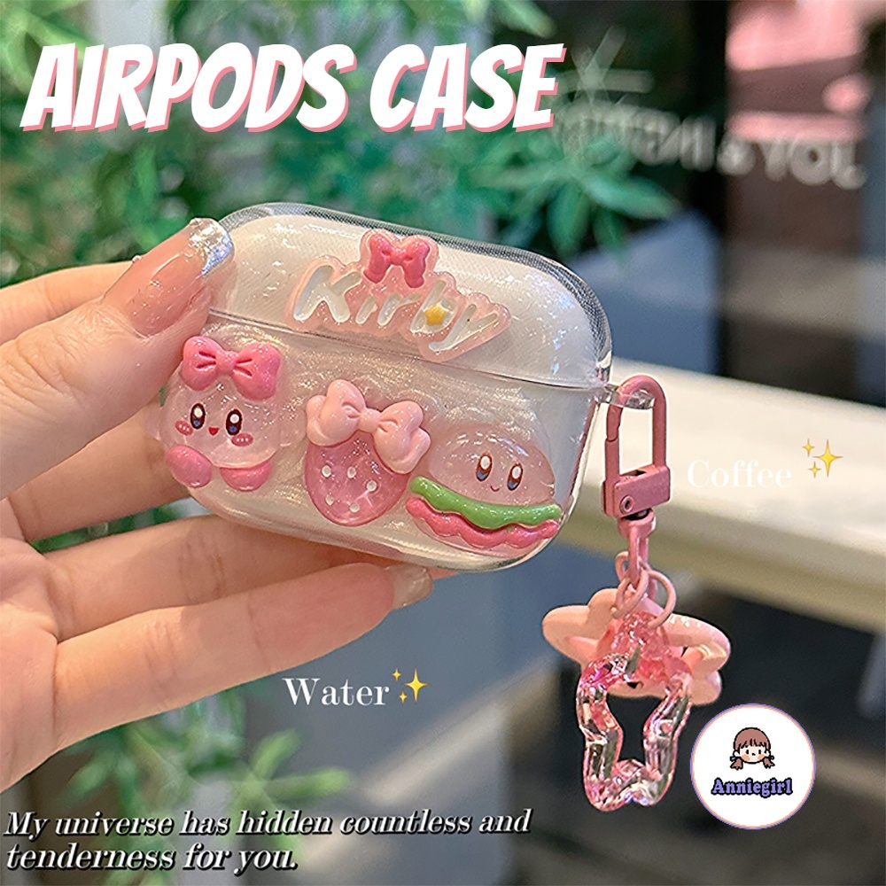 น่ารัก 3D Kirby Star จี้หูฟังสําหรับ AirPods 1 2 3 4 AirPods Pro 2 หูฟังไร้สายบลูทูธ Anti-drop Clear ชุดหูฟังฝาครอบป้องกัน