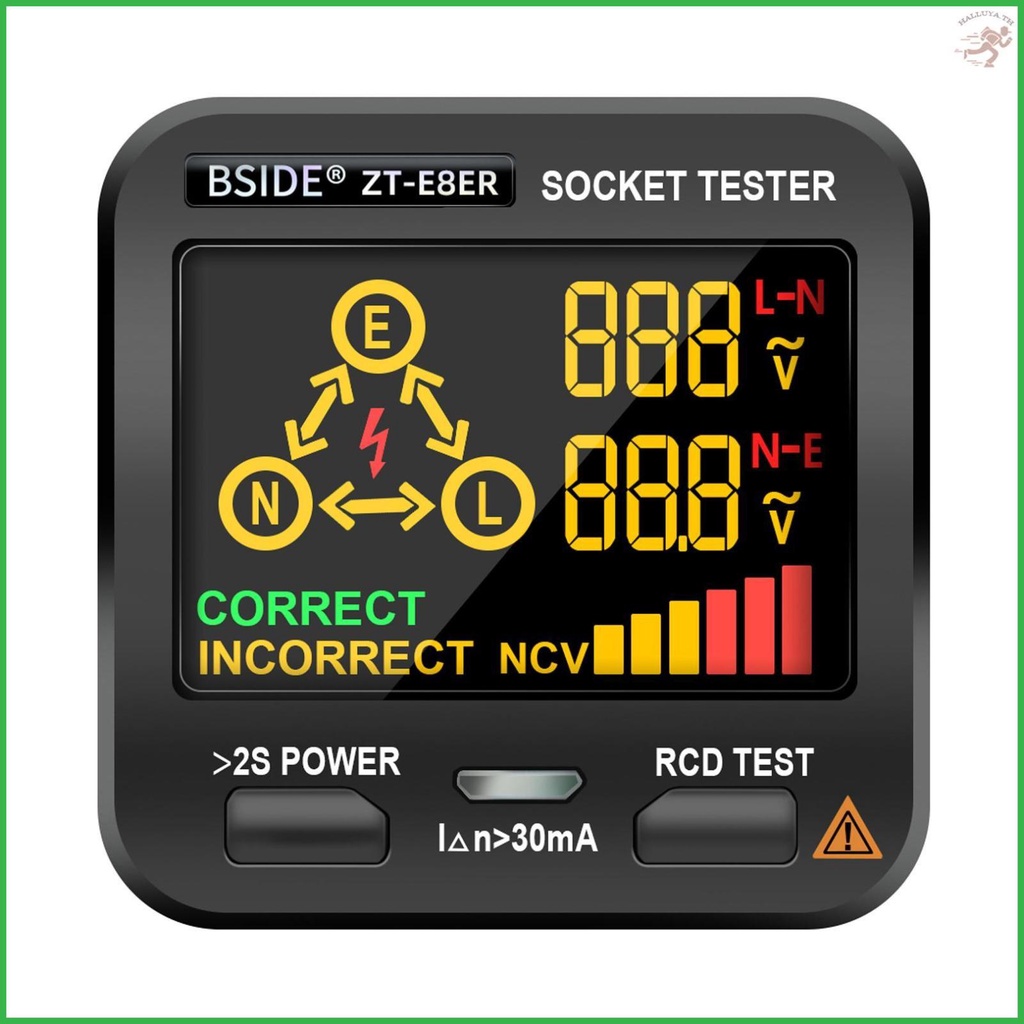 BSIDE Socket Tester Outlet Tester Digital LCD Display NCV RCD Polarity Voltage Detector Home School Office Factory