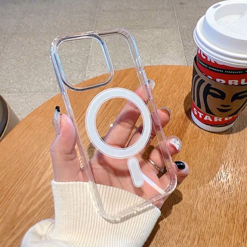 เคสโทรศัพท์มือถือ PC แข็ง แบบใส แม่เหล็ก กันกระแทก สําหรับ iPhone 15 Pro Max 14 13 12 Mini 11 Pro Max 7 8 Plus X XS Max XR SE 2020 7+ 8+