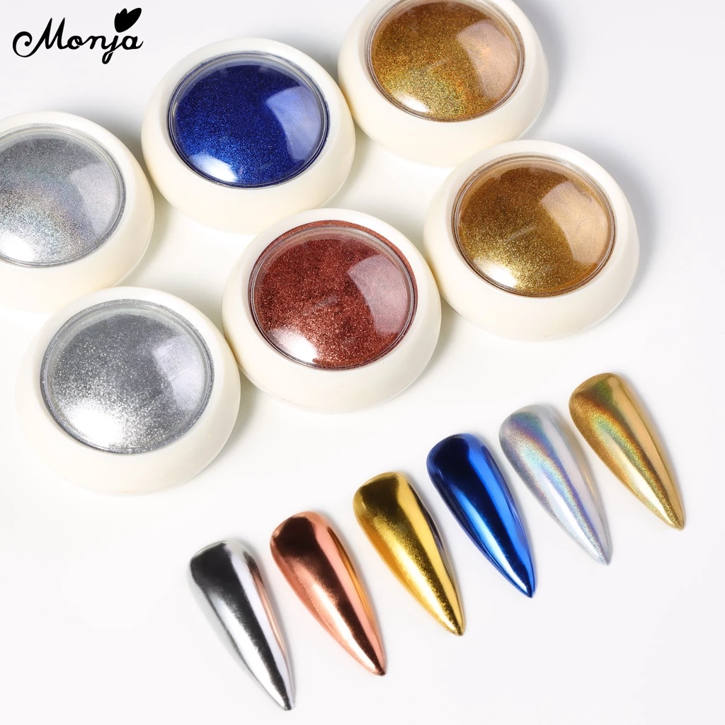 Monja แปรงฟองน้ําเมทัลลิกโครเมี่ยม 7 สี สําหรับตกแต่งเล็บ DIY