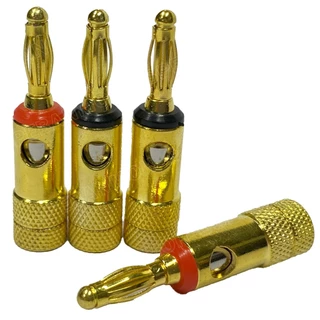 [ 1ชุด/4ตัว ] BNN-014-GL ปลั๊กบานาน่าเครื่องเสียง ตัวผู้ Male ∅4 mm ชุบทอง gold Banana Plug Audio Grade ปลั๊กกล้วย ชุ...