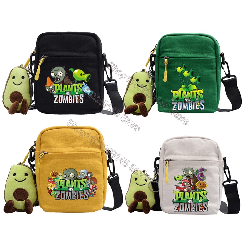 Plants Vs Zombies กระเป๋าสะพายไหล่ ผ้าแคนวาส ลายการ์ตูนเกม เหมาะกับของขวัญวันเกิด คริสต์มาส สําหรับเ