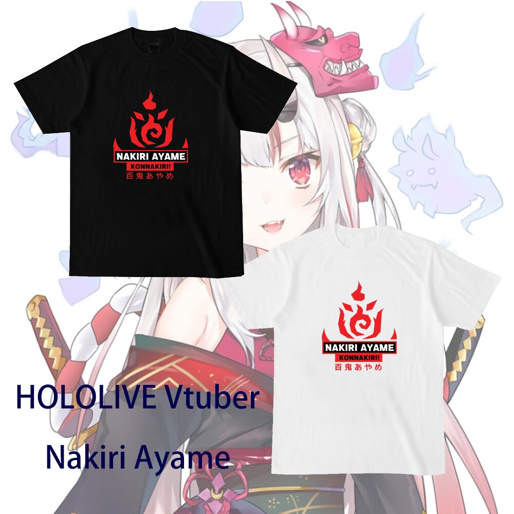 Hololive Vtuber Nakiri Ayame เสื้อยืดลําลอง แขนยาว คอสเพลย์ เครื่องแต่งกายฮาโลวีน
