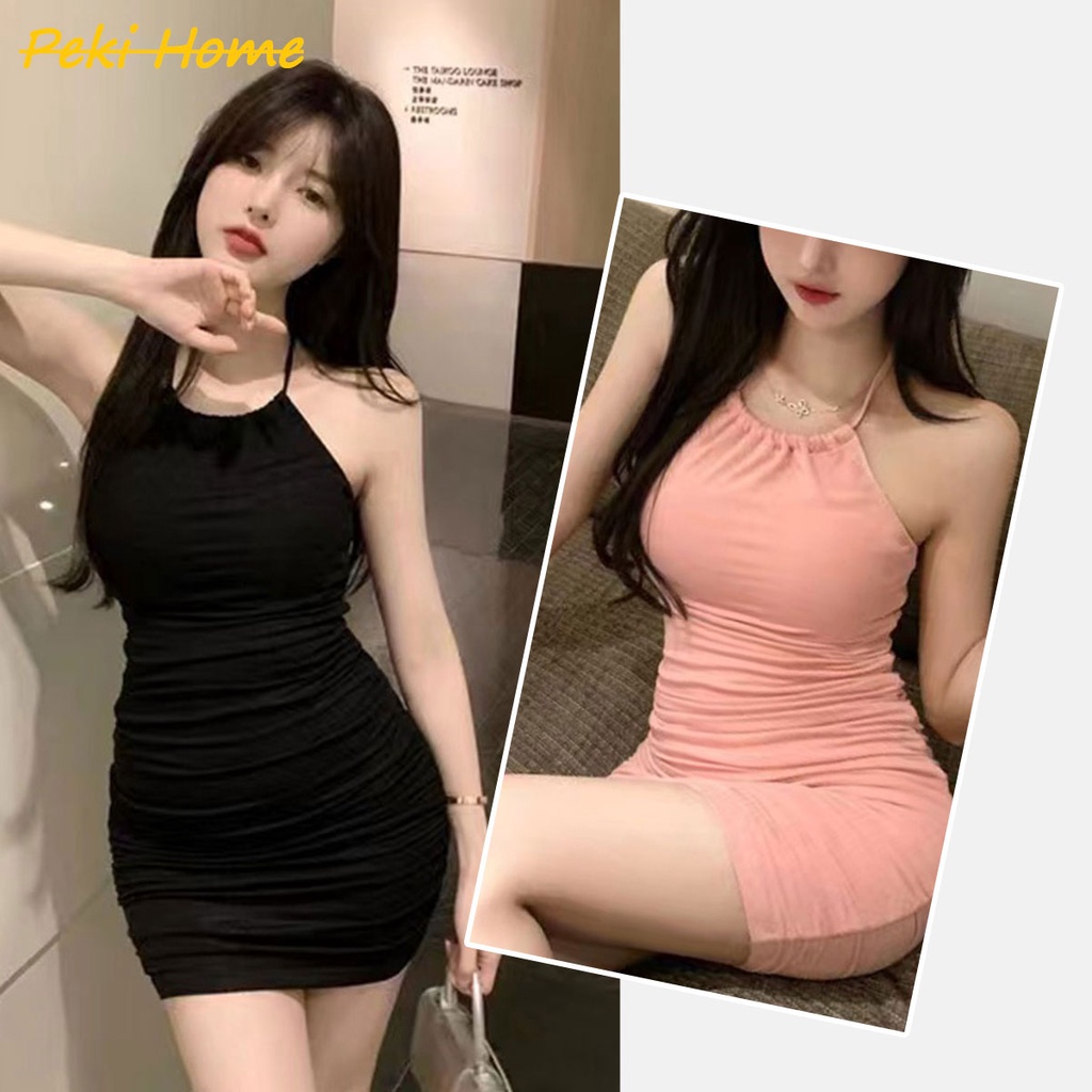 มินิเดรสสุดแซ่บ งานโชว์หลังพร้อมสายคล้องคอ ชุดเดรสรัดรูป