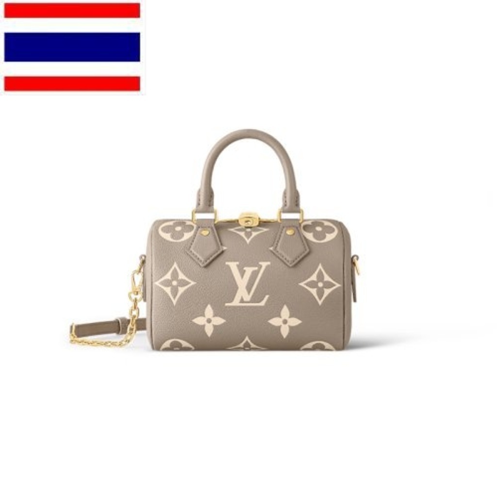 กระเป๋า Lv Louis Vuitton Speedy20 ผู้หญิงนกพิราบสีเทาเบจนูนหนังวัวซิปเปิดปิดไหล่ปรับได้ 6KNV