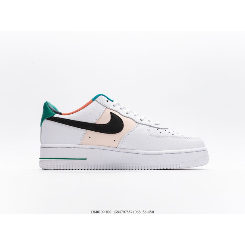 Sepatu Nike Air Force 1 Low Embedded สีขาวสีเขียวสีดำ DM0109-100 BNIB แท้ 100% Classic