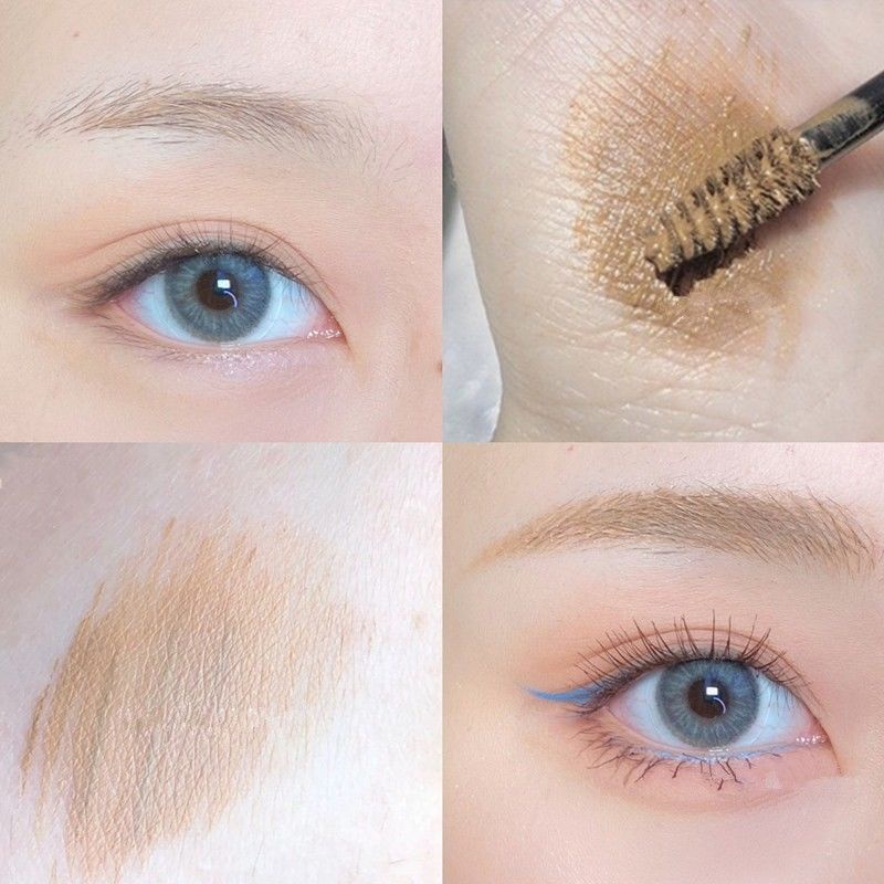 ครีมมาสคาร่าคิ้ว เนื้อลิขวิด สีเหลืองอ่อน กันน้ํา ติดทนนาน พร้อมแปรงย้อมคิ้ว