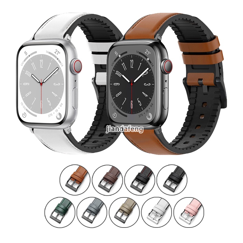 สายนาฬิกาข้อมือหนังซิลิโคน สําหรับ Apple watch Series 8 7 SE 6 5 4 3 Ultra iwatch 40 มม. 44 มม. 41 มม. 45 มม. 49 มม.