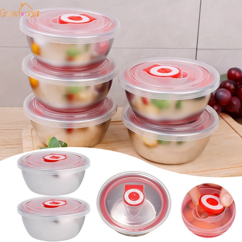 กล่องเก็บอาหาร ผลไม้ สเตนเลส ทรงกลม กันรั่วซึม พร้อมฝาปิด 160 มล.