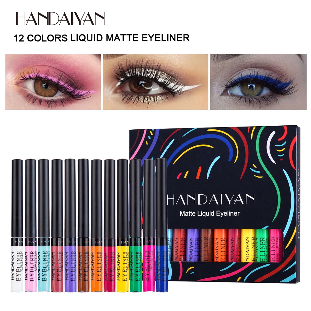 Cross-border makeup wholesale eye shadow pen 12 color eyeliner set matte quick-drying liquid eyeliner