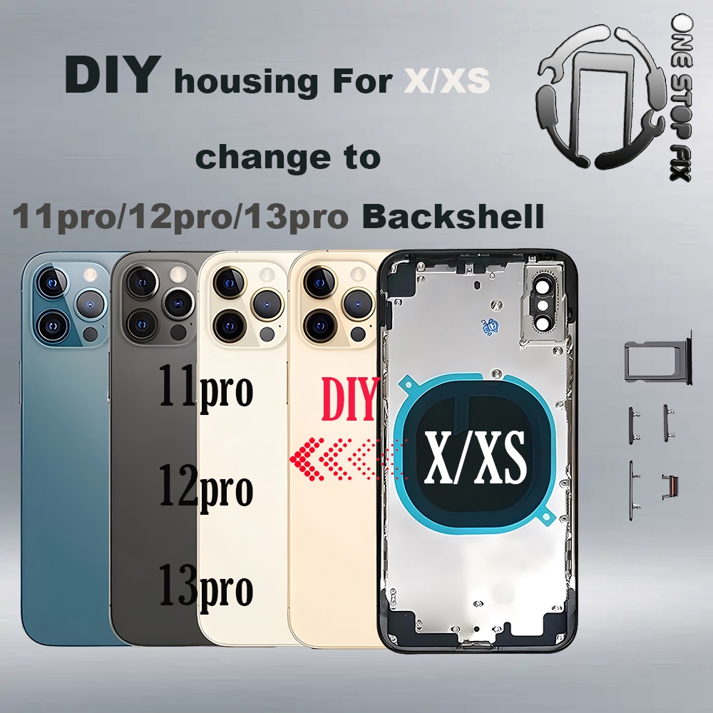 เคสแบตเตอรี่ด้านหลัง กรอบกลาง Diy สําหรับ X To 14 11 12 13 Pro X XS 13pro 11pro 12pro 14pro X XS