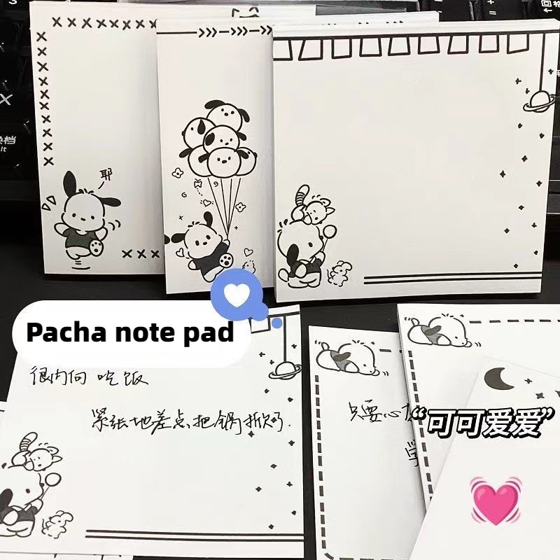 100 Sheets Cute Black White Pachacco Memo Sticky Notes Sticker Student Note Pad Learning Stationery Supplies