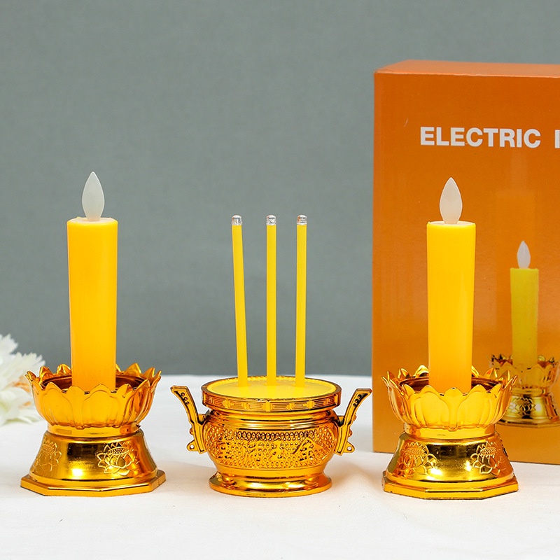 กระถางธูปไฟฟ้า (แบบสั้น) LED CANDLE เชิงเทียนปลอม เทียนใส่ถ่าน เทียนไฟฟ้า ธูปLED ธูปไฟฟ้า ชุดธูปเทียน เทียนอิเล็กทรอนิกส