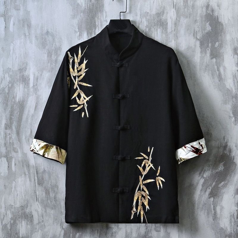 เสื้อเชิ้ตแขนสั้นลําลอง ปักลาย สไตล์จีน แฟชั่นฤดูร้อน สําหรับผู้ชาย 2023